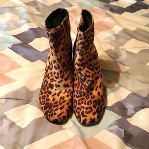 Heart In D Animal Print Ankle Booties